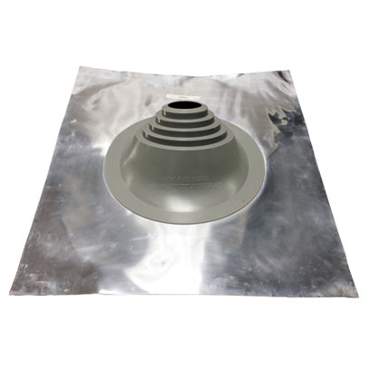 Chimsoc HT Tile Pipe Flashing - Aluminium Base - Grey SILICONE Cone - 125-225mm Diameter - 12-15-TILEHT