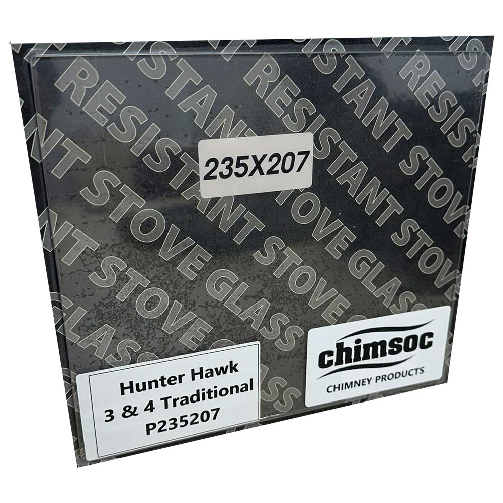 Replacement Stove Glass - Hunter 3 Traditional / 4 Traditional (235mm x 207mm Rectangular)