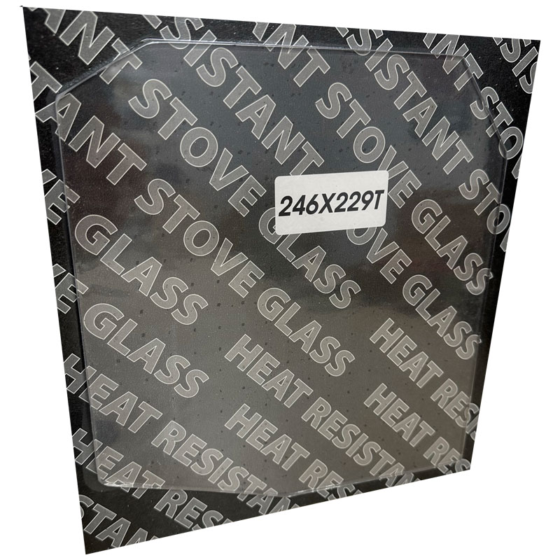 Replacement Stove Glass - Hunter Herald 8/14 (New) Double Door (246mm x 229mm Shaped)