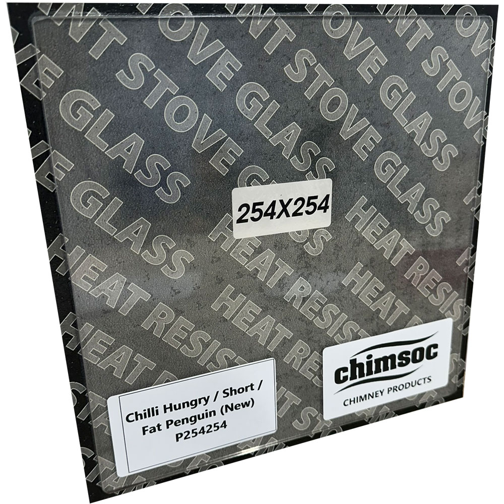 Replacement Stove Glass - Chilli Hungry / Short / Fat Penguin (New) (254mm x 254mm Square)