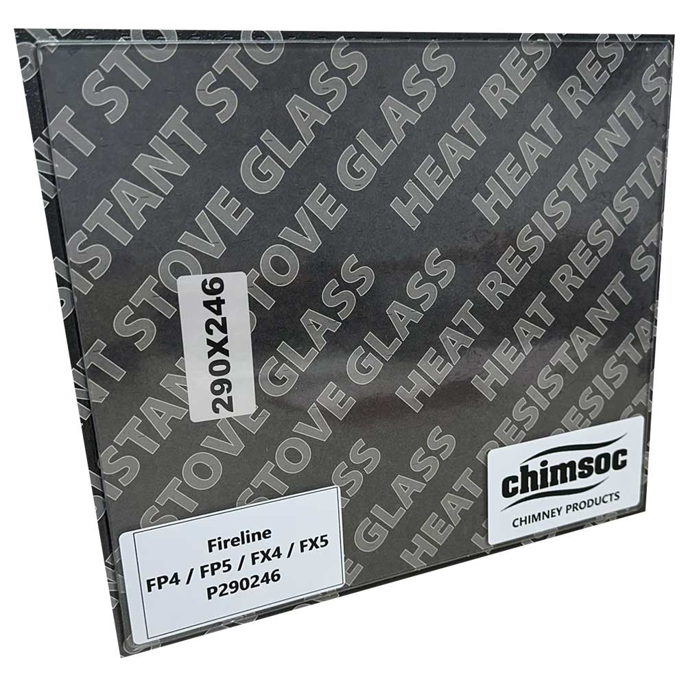 Replacement Stove Glass - Fireline FP4 / FP5 / FX4 / FX5 (290mm x 246mm Rectangular)