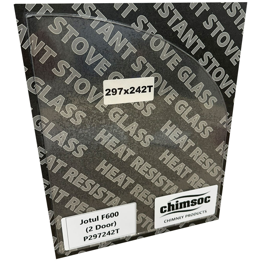 Replacement Stove Glass - Jotul F600 (2 Door) (297mm x 242mm Half Arched Top)