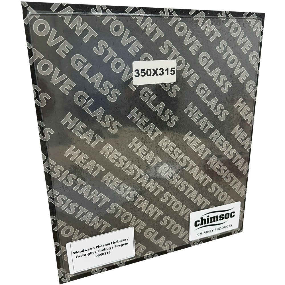 Replacement Stove Glass - Woodwarm Phoenix Fireblaze / Firebright / Firebug / Firegem (350mm x 315mm Rectangular)