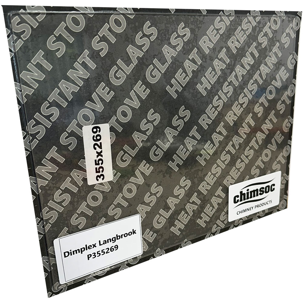 Replacement Stove Glass - Dimplex Langbrook (355mm x 269mm Rectangular)