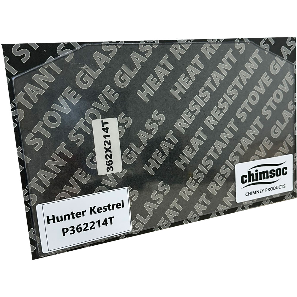 Replacement Stove Glass - Hunter Kestrel (362mm x 214mm Cut Corners)