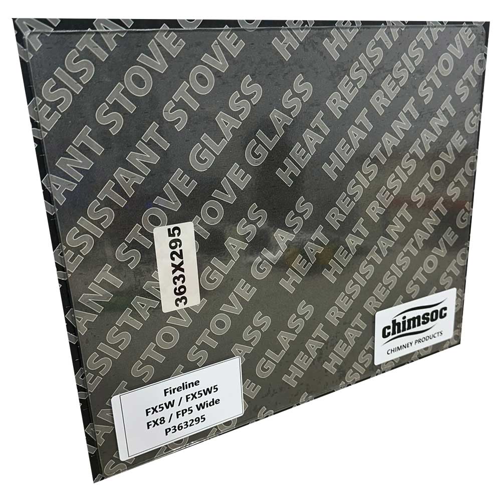 Replacement Stove Glass - Fireline FX5W / FX5W5 / FX8 / FP5 Wide (363mm x 295mm Rectangular)