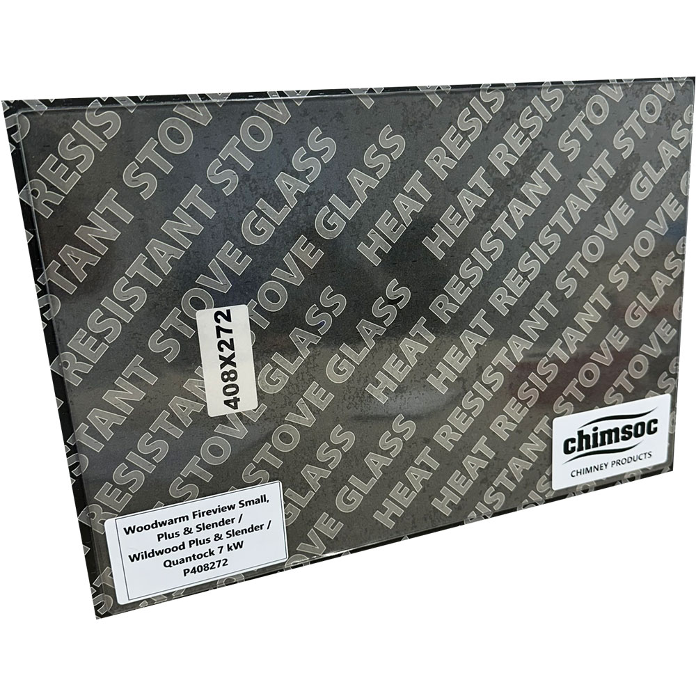Replacement Stove Glass - Woodwarm Fireview Small, Plus & Slender / Wildwood Plus & Slender (408mm x 272mm Rectangular)