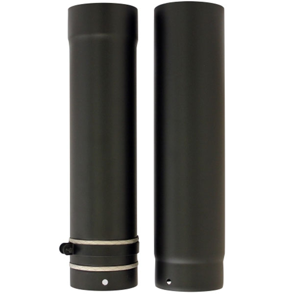 Vit Smooth Black Stove Pipe - 125mm - 500mm 2 Part Adjustable Length