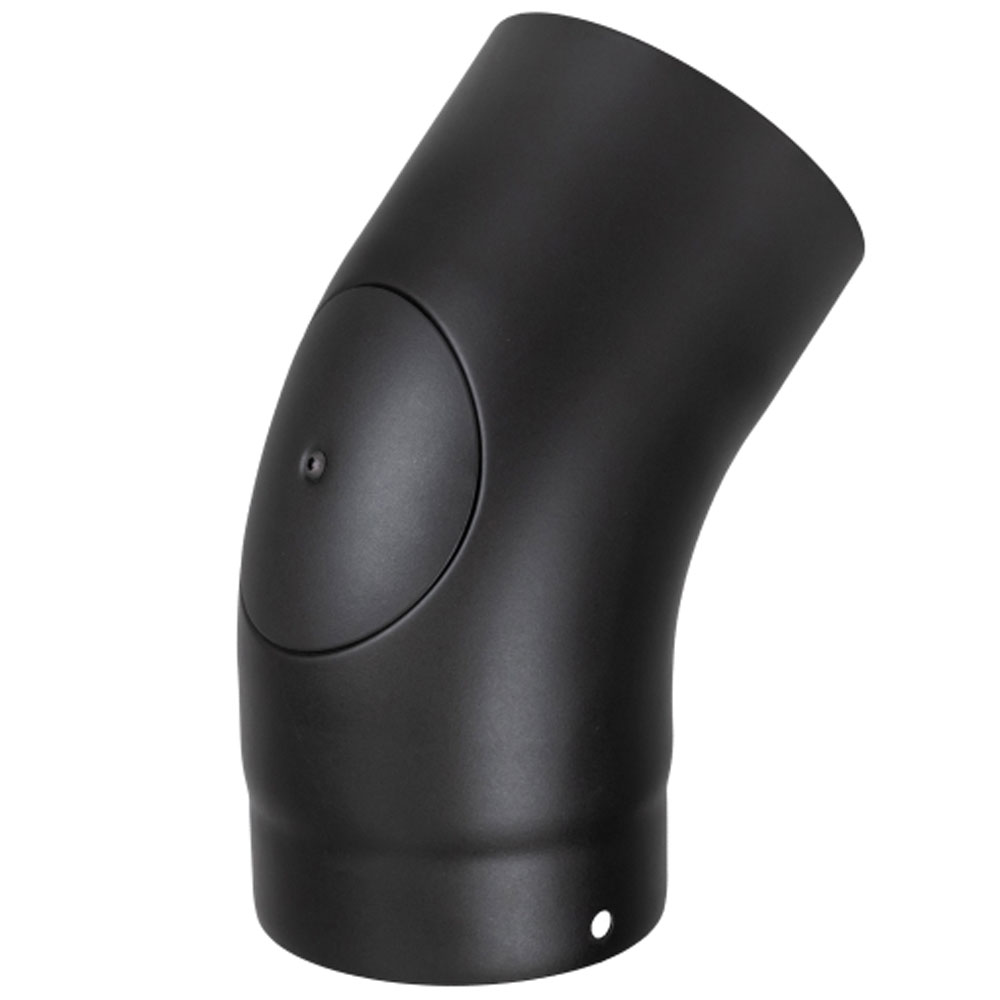 Vit Smooth Stove Pipe - 150mm - Swept 45 Degree Elbow with Door